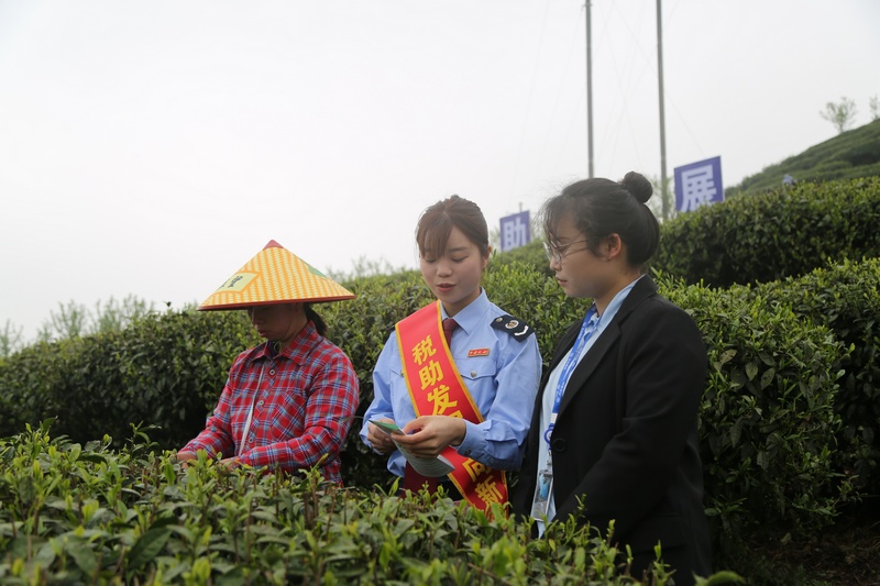 向丹寨小鎮(zhèn)茶葉有限公司宣傳稅收政策現(xiàn)場(chǎng)。